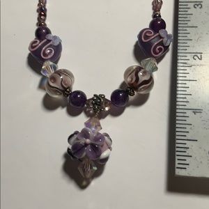 Purple glass bead necklace